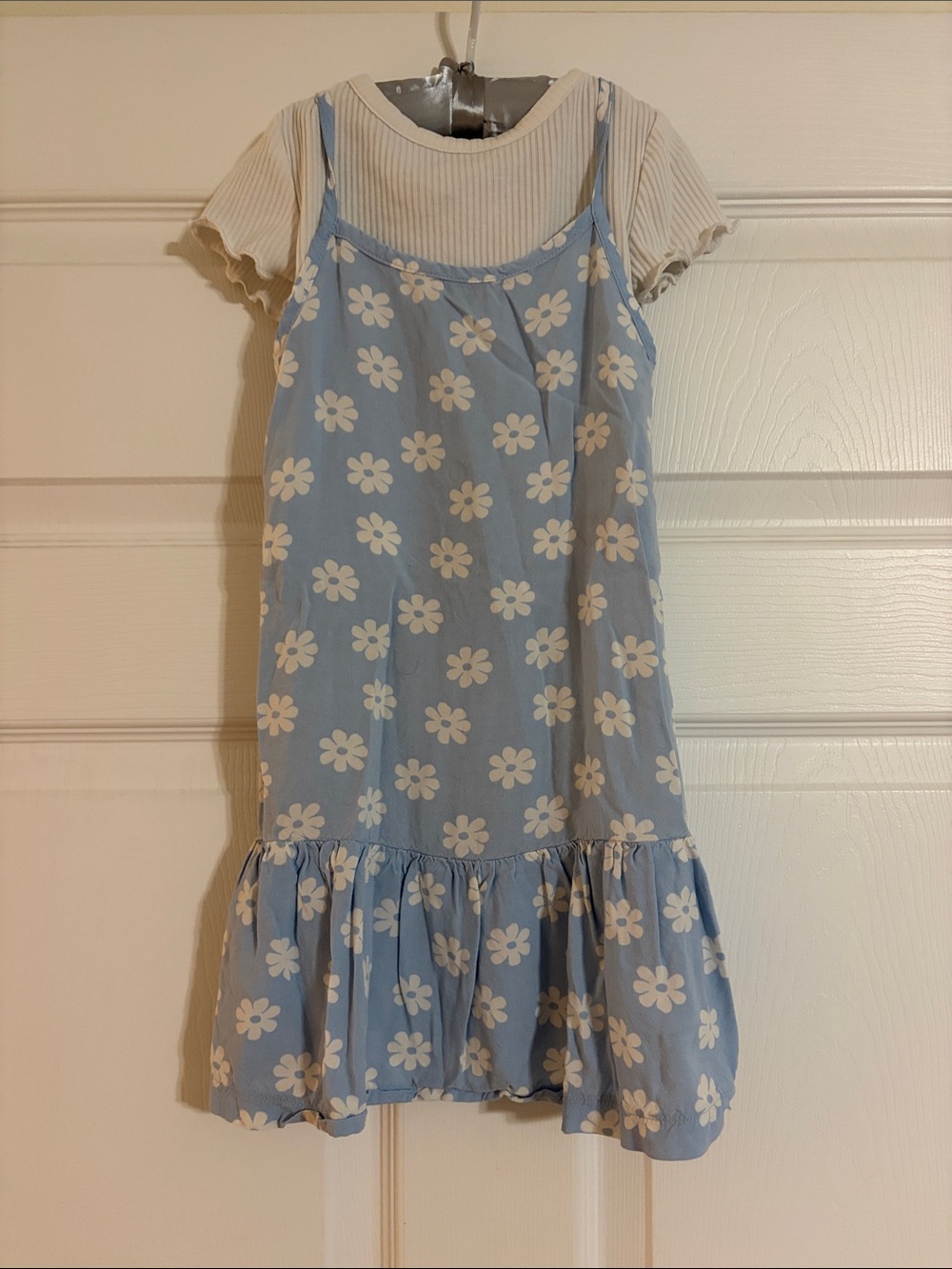 Old Navy Girls 2-Piece Rib-Knit Tee & Daisy Cami Dress Set Blue White XS (5)
